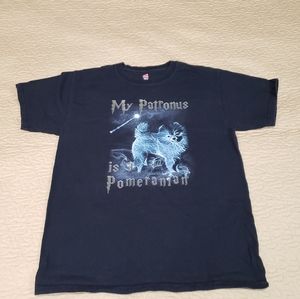 “My Patronas is a Pomeranian” Tee Shirt Sz. M, Black with Harry Potter Graphic!